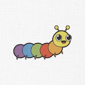 Mini Caterpillar Embroidery Design Cute Insects Embroidery Design Mini Machine Embroidery 5 Sizes Digital Download