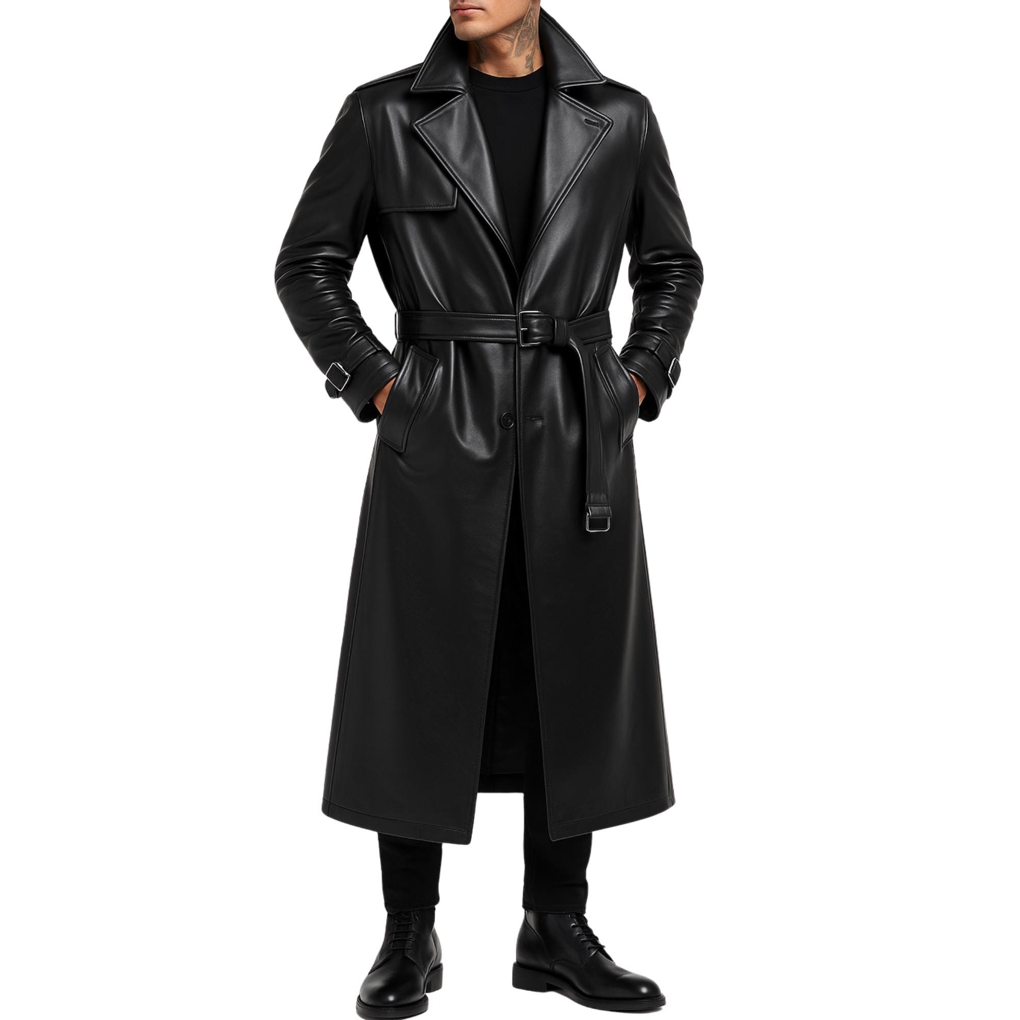 Black Long Leather Jacket - Etsy