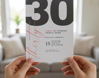 Minimalist Birthday Invitation Template: Editable Modern Party Invite (Digital Download)
