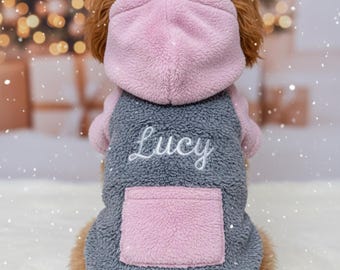 Personalized Embroidered Dog Hoodie with Name, Custom Cotton Pet Sweatshirt for Dogs and Cats