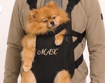 Dog Carrier Backpack: Personalized Front Facing Pet Bag With Embroidered Name, Hands Free