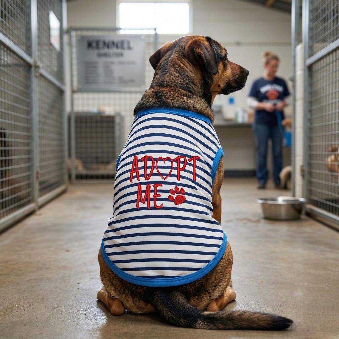 Shelter Dog Clothing Set – Adopt Me Embroidered Dog T-shirt | Bulk Pet ...