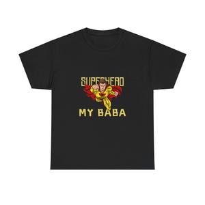 Koszulka bawełniana Superhero Baba, prezent urodzinowy, spersonalizowana koszulka, koszulka Dad Legend, koszulka na Dzień Ojca, odzież codzienna, prezent dla taty-bohatera