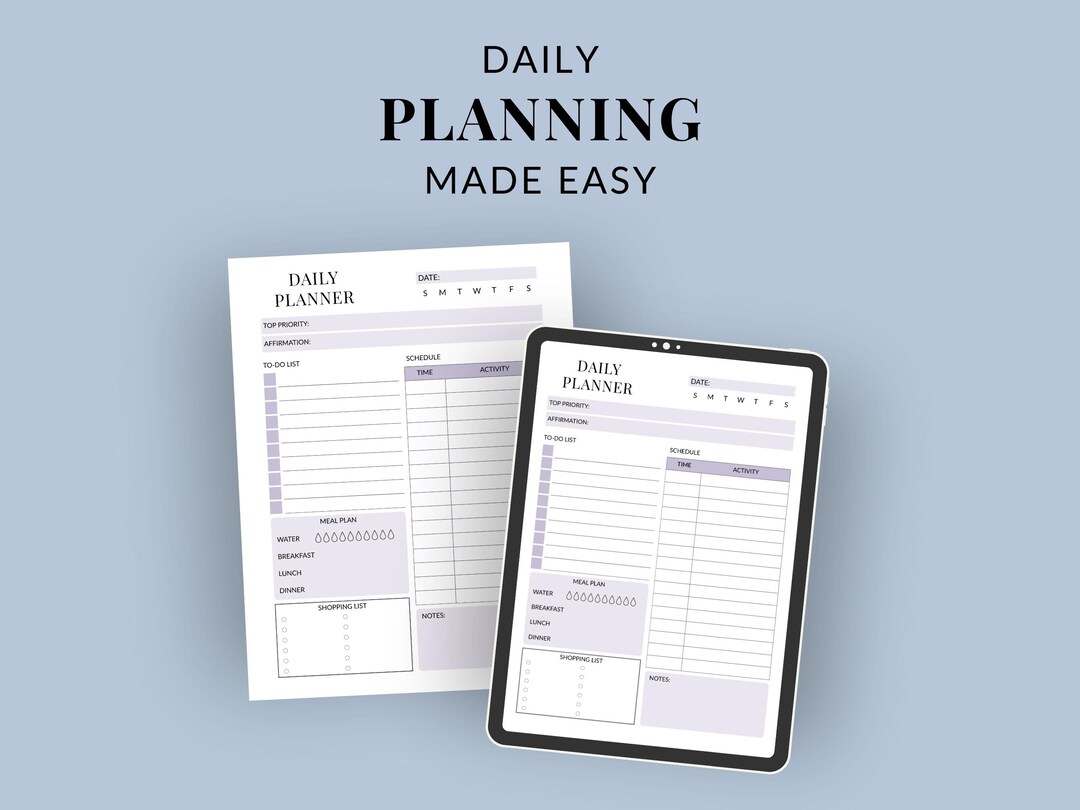 Minimalist Daily Planner Printable + Digital | White Aesthetic To-do ...