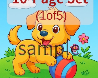 10 süße Malvorlagen mit Hunden – Ausdruckbares Welpen-Malbuch für Kinder, sofortiger digitaler Download