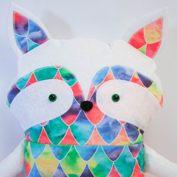 Rainbow Raccoon Stuffed Animal, ready to ship