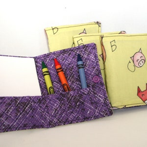 Ukrainische Alphabet Crayon Brieftasche, gelb und lila, sofort lieferbar