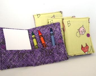 Ukrainian Alphabet Crayon Wallet, yellow and purple, ready to ship