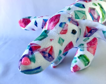 Colorful Crystals Dachshund Minky Stuffed Animal, ready to ship