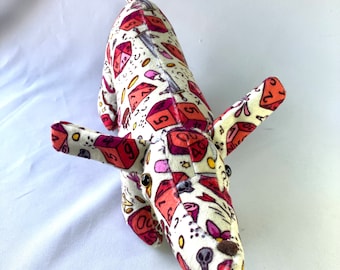 Red Dice Dachshund Minky Stuffed Animal, ready to ship