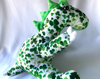 Shamrocks Minky Dinosaur Stuffed Animal, ready to ship