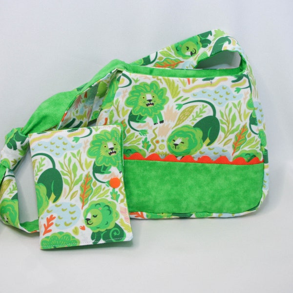 Broccoli Lions Child Purse and Crayon Wallet Set, ready to ship