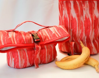 Bacon Insulated Lunch Bag, ready to ship