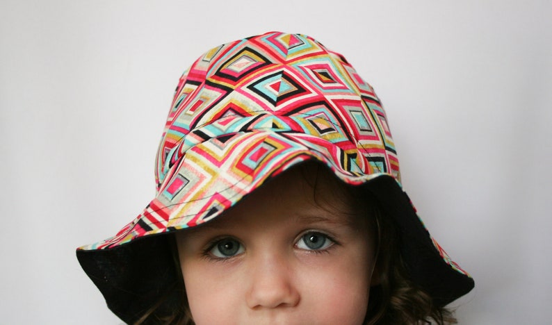 Bold Geometric Child Bucket Hat, ready to ship image 1