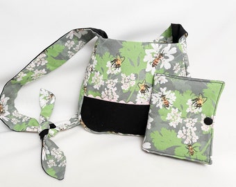 Bees on Cilantro Child Purse and Crayon Wallet Set, ready to ship