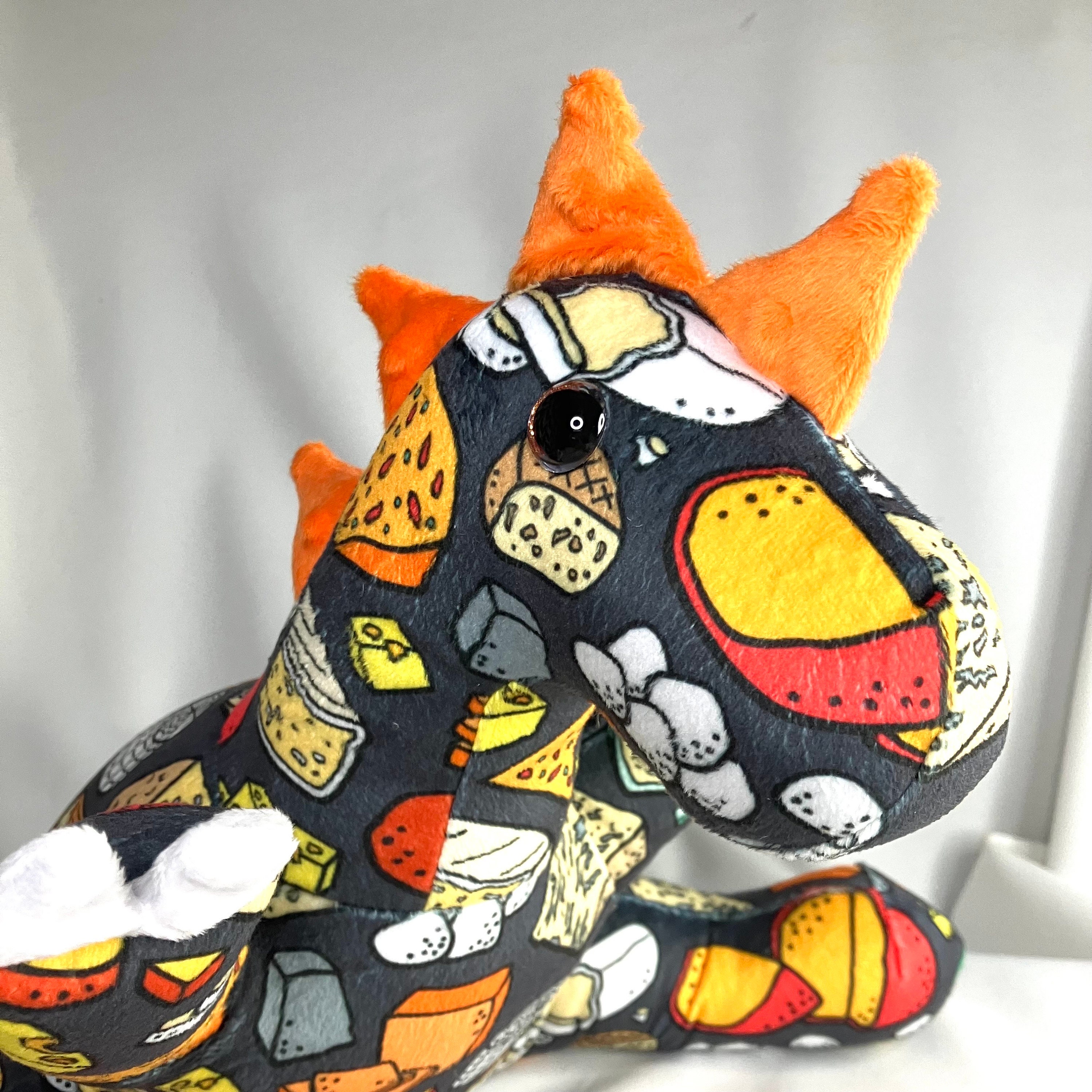 Cheese Minky Dinosaur Stuffed Animal, ready to ship
