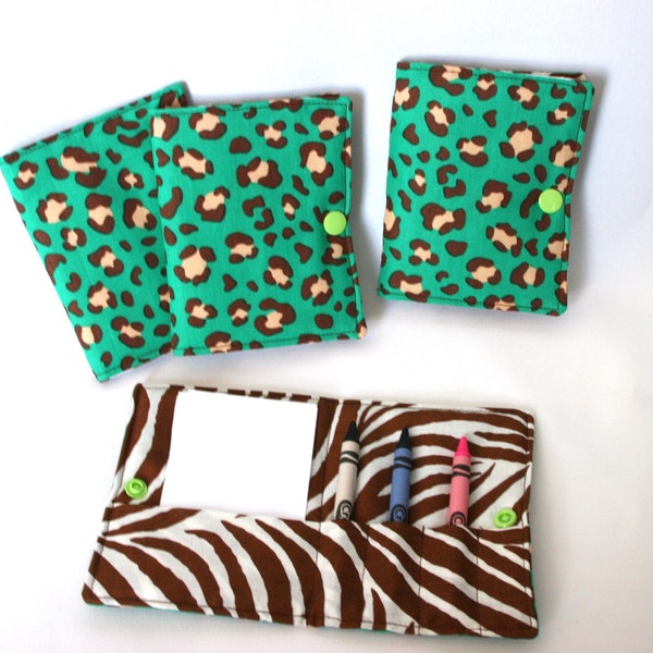 Teal Leopard Print Crayon Wallet, ready to ship