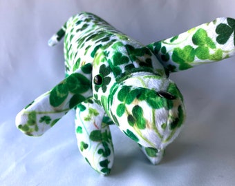 Shamrocks Dachshund Minky Stuffed Animal, ready to ship