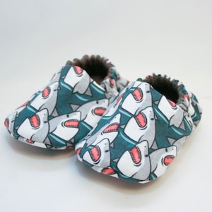 Shark Head Baby Shoes, 0-3 or 3-6 or 6-9 months, ready to ship