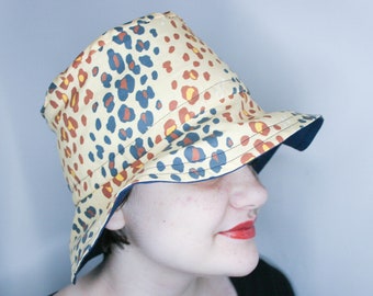 Leopard Print Big Kid Bucket Hat, ready to ship