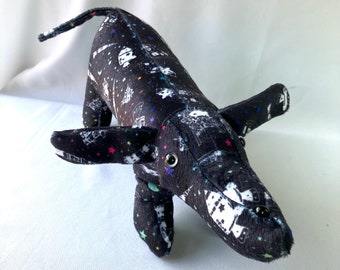 Spacey Dachshund Minky Stuffed Animal, ready to ship