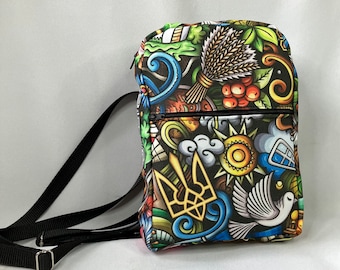 Ukrainian Pride Convertible Mini Backpack, ready to ship