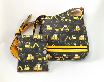 Construction Trucks Child Purse and Crayon Wallet Set, ready to ship