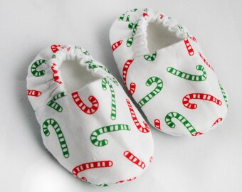 Candy Cane Baby Shoes, 0-3 months, ready to ship