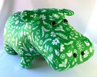 Ukrainian Folk Symbols Minky Hippo Stuffed Animal, ready to ship