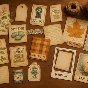 Afdrukbare Four Seasons Ephemera Kit – lente, zomer, herfst, winter ongewenste dagboekpagina&#39;s