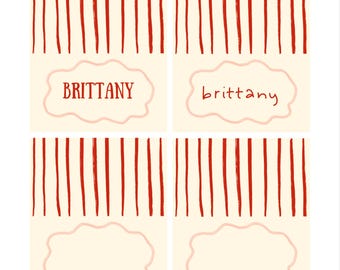 Tarjetas de lugar, descarga digital, personalizables y a juego con el menú de verano de tomate.