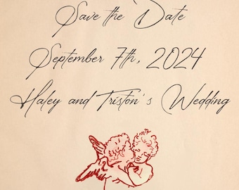 Tarjetas de "Reserva la fecha" románticas de inspiración vintage, ideales para bodas o eventos especiales. Tarjetas digitales personalizadas para reservar la fecha.