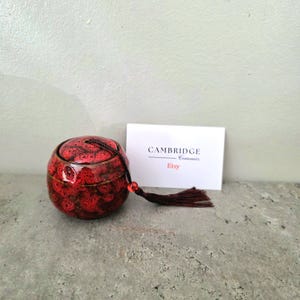 Small Red Ceramic Tea Jar | Chinese Tea Canister | Porcelain Storage Jar | Sealed Spice Pot | Coffee Container | Tea Leaf Holder | 70ml