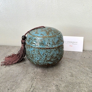 Large Blue Ceramic Tea Jar | Chinese Canister | Porcelain Matcha Storage Jar | Sealed Spice Pot | Coffee Container | Tea Leaf Holder | 500ml