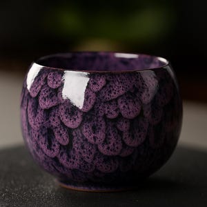 Small Purple Japanese Style Ceramic Tea Cup | Drinkware | Wabi Sabi Pottery | Rustic | Zen Chawan Chinese | Gifts for Tea Lovers