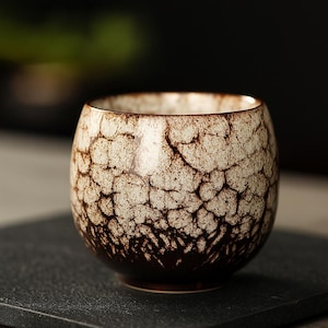 Small Beige Japanese Style Ceramic Tea Cup | | Drinkware | Wabi Sabi Pottery | Rustic | Zen Chawan Chinese | Gifts for Tea Lovers