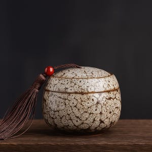 Medium White Ceramic Tea Jar | Chinese Tea Canister | Matcha Porcelain Storage Jar | Sealed Spice Pot | Coffee Container | Leaf Holder 130ml