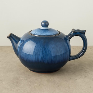 Tetera de cerámica de 250 ml, porcelana azul esmaltada retro, juego de té Kung Fu, regalo para amantes del té, estilo chino japonés, café bohemio.