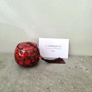 Small Ceramic Pet Urn | Red | Ashes Keepsake Jar | Animal Memorial Casket | Porcelain Cremation Pot | Pet Loss Gift 70ml