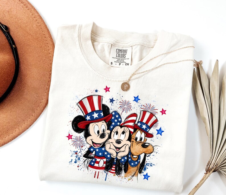 Mickey Minnie Pluto 4. Juli Shirt, Disney Patriotic Mickey Mouse T-Shirt, Disney 4 Bild 2