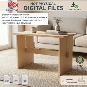 May include: A light-colored wooden side table with a rectangular top and a lower shelf. The table has a simple, modern design. The image includes the text "NOT PHYSICAL DIGITAL FILES" and "DOWNLOAD ONLY".