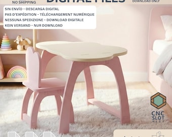 Cloud Kids Table & Chair Set – CNC Slot Design for Laser Cutting (Dxf, Svg, Pdf)