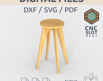Plant Stand CNC Files – Modern Wooden Slot-In Flower Pot Holder | Digital Download Dxf SVG PDF for cnc Cutting