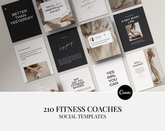 Fitness Coach Social Media Templates: Gym Instagram, Canva Posts (Digital Download)