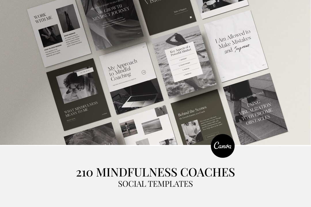 Mindfulness Coach Social Media Templates: Canva Wellness Posts (digital ...