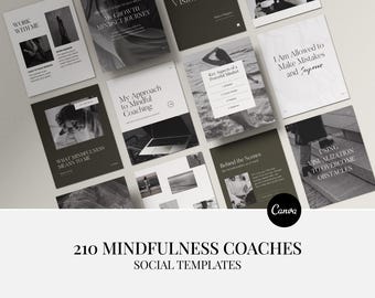 Mindfulness Coach Social Media Templates: Canva Wellness Posts (Digital Download)