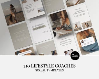 Lifestyle Coach Canva Templates: Social Media Posts (Digital Download)
