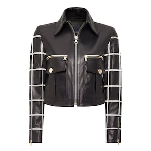 Leather Biker Jacket: Women&#39;s Short Black Moto Jacket