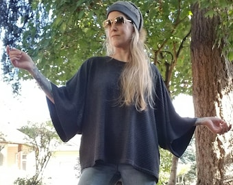 Organic Bamboo Waffle Knit Sweater Top: Oversized, Made To Order Canada