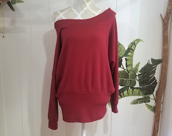 BATWING Sweater Top | Organic Bamboo Waffle Knit | Available in various colors | Size XXS-XXL | eco fashion, artisan made, sultry long top